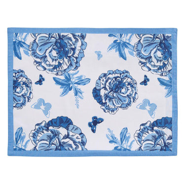 Patricia Heaton Home Florals And Flitters Reversible Placemat Blue Set of 12 Park Designs - The Fox Decor